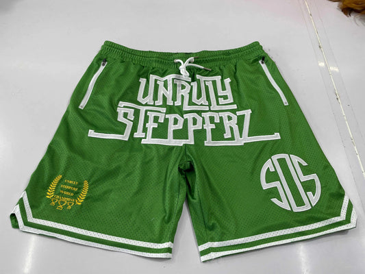 Unruly x SOS “Stepperz” Mesh Shorts – Green