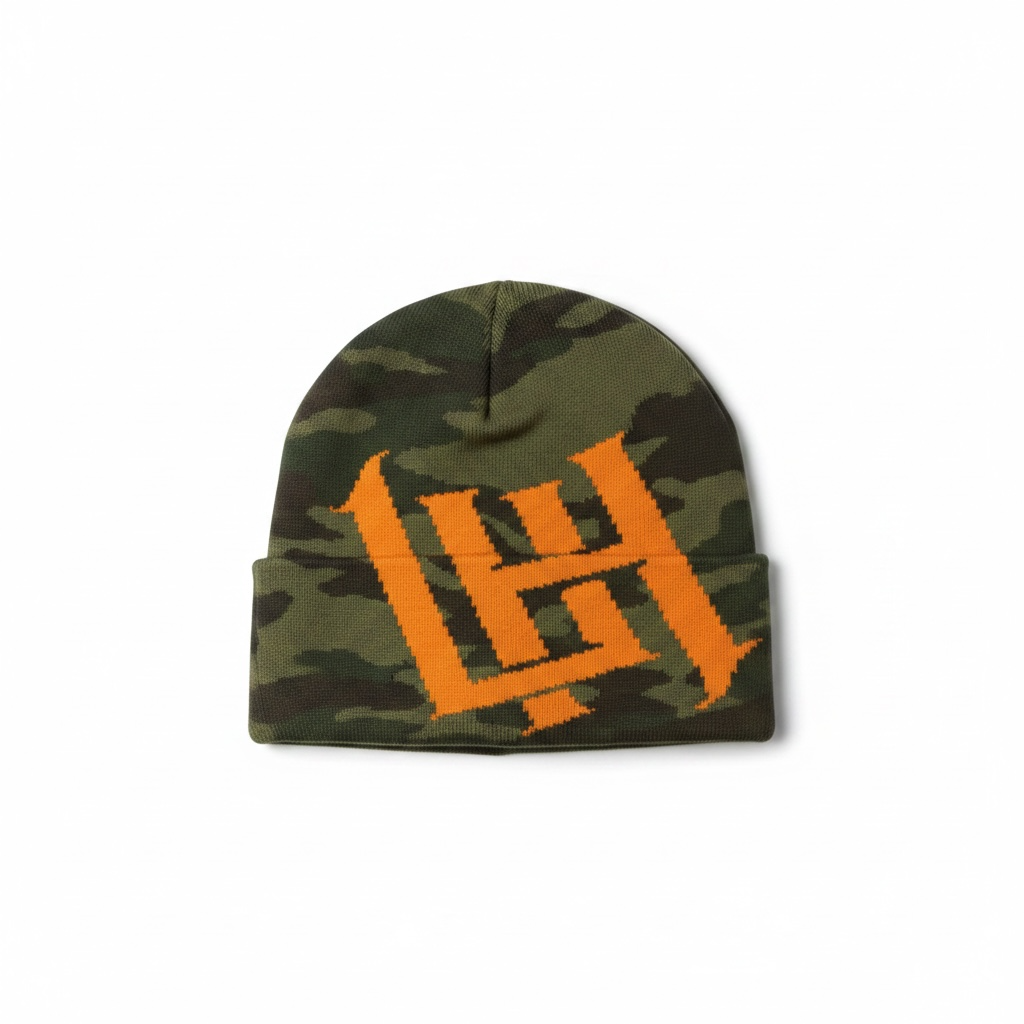 UH Camo & Orange knit beanie