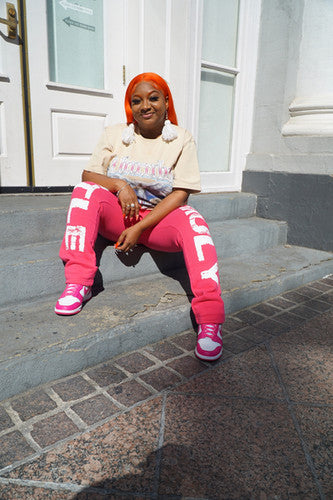 UH Pink/White puff print sweatpants  | Unruly Hustle